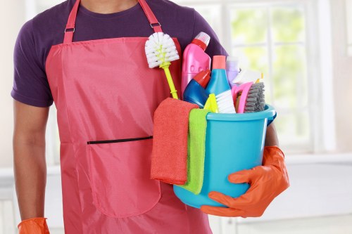 Professional one off cleaning in a London home with deep cleaning tools