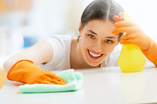 Regular cleaning in a bright living room