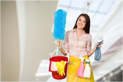 Bathroom cleaning scene showing shiny and sanitized surfaces