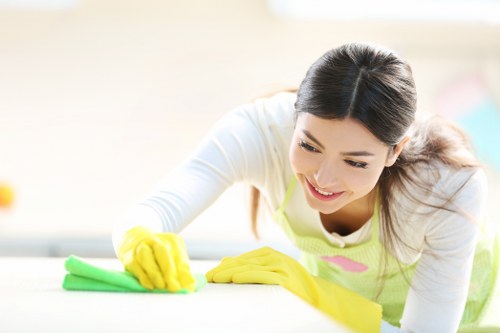 Professional Wimbledon cleaners working on a bright residential interior
