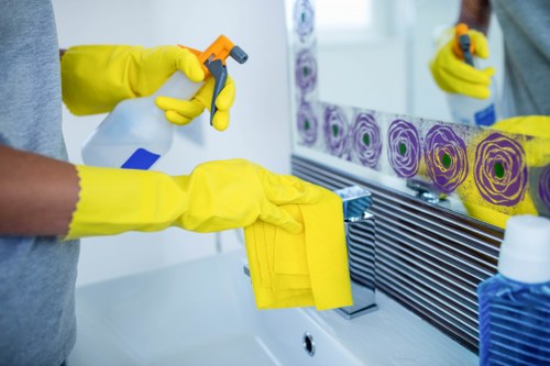 Professional upholstery cleaning equipment in use