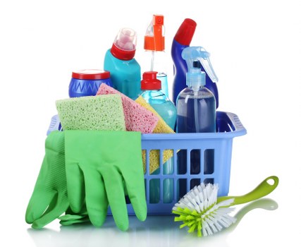 Oven cleaning methods including baking soda and commercial cleaner