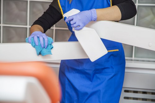 Professional commercial cleaning of a business hallway and floors